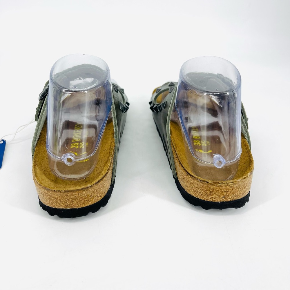 🔥RARE Birkenstock Arizona Stud Rivet Sandal 38 Olive Khaki Green PunkRock Unisex - Picture 7 of 12